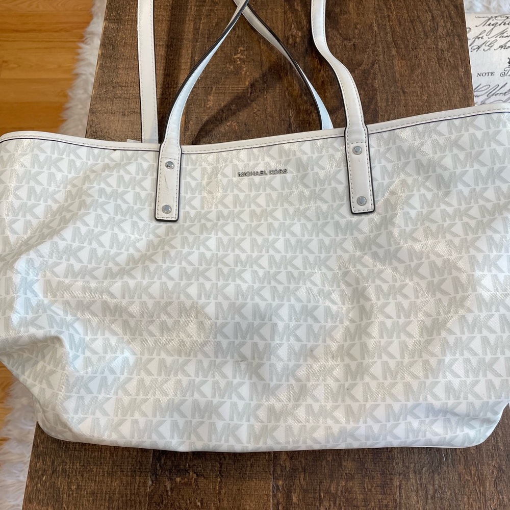 Michael Kors Cream/White MK Logo Tote